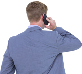 Back turned businessman on the phone