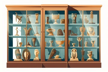 A shelf with many vases on it Generative AI