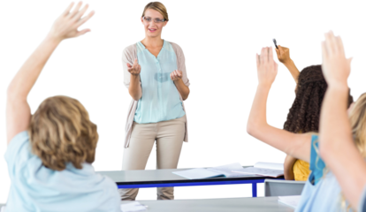 Teacher teaching students in class