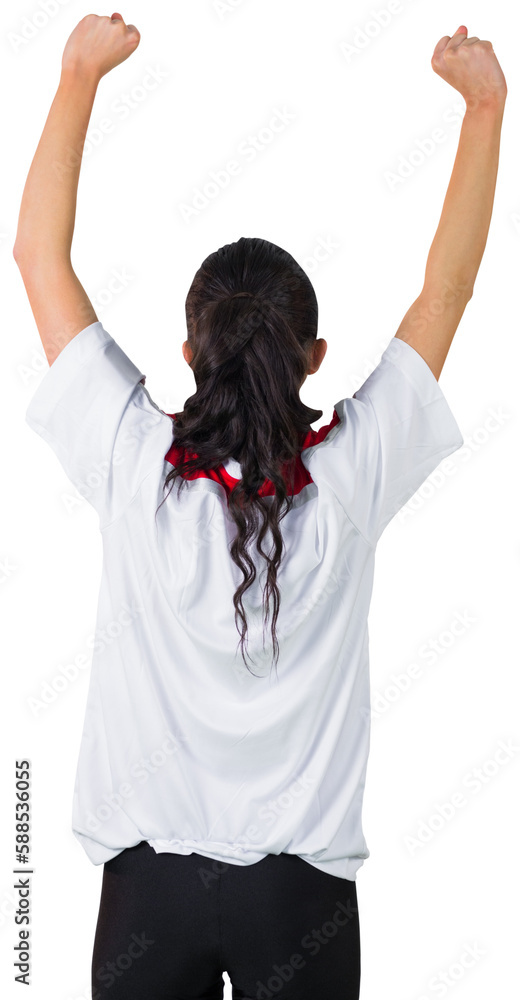 Wall mural Football fan in white cheering