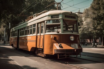 Fototapeta na wymiar A trolley on a street Generative AI