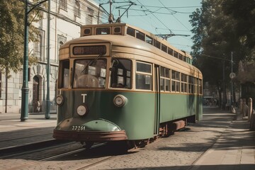 Fototapeta na wymiar A trolley on the street Generative AI