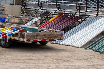 Naklejka premium Some horse jumping bars in storage