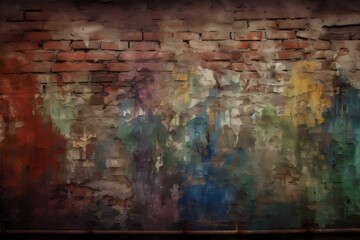 A brick wall with a painting on it Generative AI
