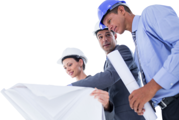 Businessman explaining a blue to his colleagues 