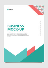 Blue, teal, and red colored abstract cover for business with ripple shapes pattern decoration. Suitable for office, catalog, template, book, magazine, school, and government.