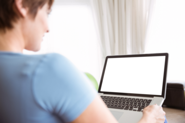 Pregnant woman using her laptop