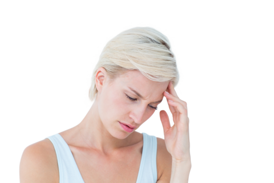 Pretty woman suffering from headache 