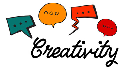 Creativity text with various speech bubble
