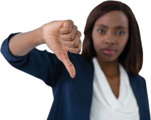 Businesswoman showing thumbs down