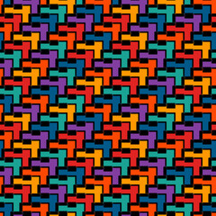 Geometrical ornament. Seamless pattern. Abstract backdrop. Lines and curves wallpaper. Geometric background. Ethnic motif. Mosaic ornate. Digital paper. Textile print. Web design. Vector artwork