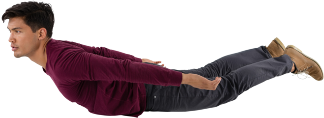 Side view of businessman imitating as super heroes