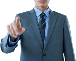 Well dressed businessman pointing