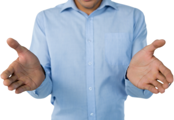 Close-up mid section of businessman holding something