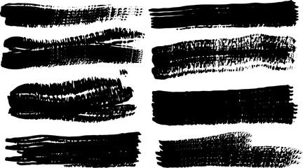 Brush strokes. Vector paintbrush set, brush strokes templates. Grunge design elements. Long text boxes. Dirty distress texture banners. Grungy painted objects.