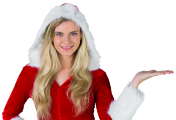 Pretty girl presenting in santa outfit
