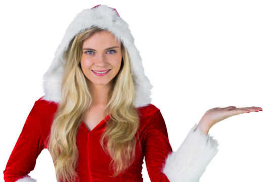Pretty girl presenting in santa outfit