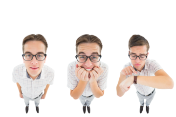 Nerd checking the time