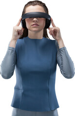 Woman using virtual reality simulator