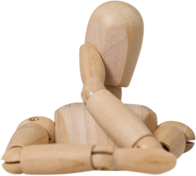 Wooden 3d figurine leaning on table - Powered by Adobe