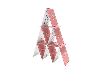 Fototapeta premium Computer graphic image of card tower