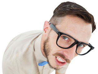 Geeky hipster looking at camera 