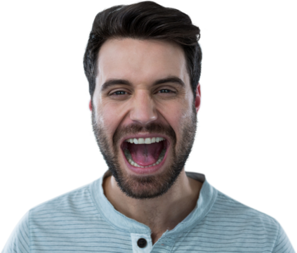 Potrait of man screaming