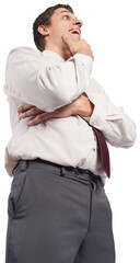 Thoughtful businessman with hand on chin