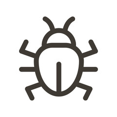 Vector thin line icon outline graphic illustration element of a bug. Software computer internet bug or insect