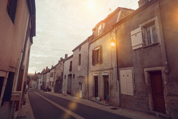 Fototapeta premium Summer view of Bligny-sur-Ouche narrow streets and stone houses, France