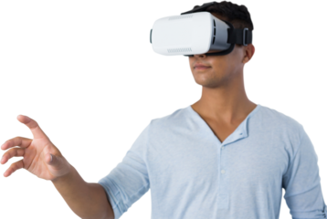 Man using virtual reality headset