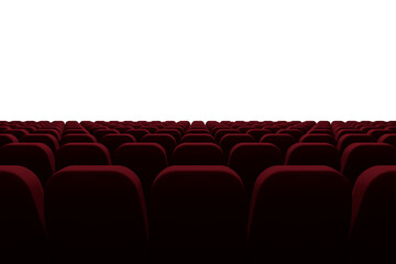 Red seats in row at movie theater