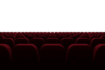 Red seats in row at movie theater