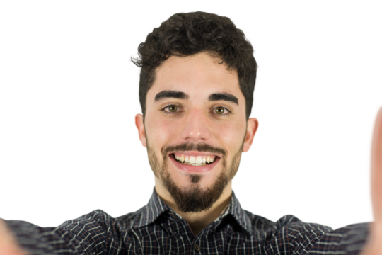 Casual man taking a selfie