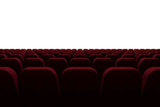 Red seats in row at movie theater