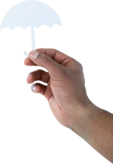 Gardinen hand holding an umbrella in paper © vectorfusionart