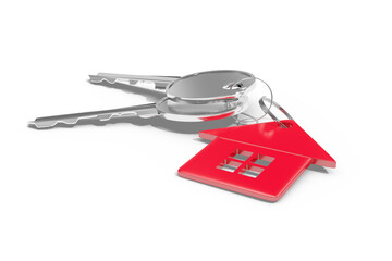 Red home ring with keys against white screen