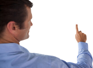 Cropped image of businessman touching invisible interface