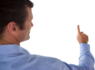 Cropped image of businessman touching invisible interface