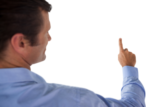 Cropped image of businessman touching invisible interface