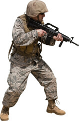 Full length of  military ready to shoot