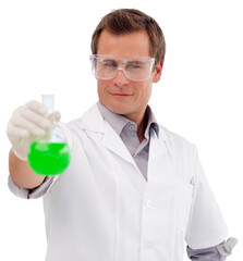 Young scientist working with a beaker