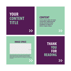 Purple and egg blue carousel social media post. Four pages microblog content template. Suitable for commerce, explanation, internet advertising, and promotion media.