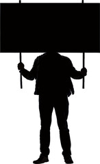 Silhouette of a Male Protester Holding Protest Banner in Front His Face