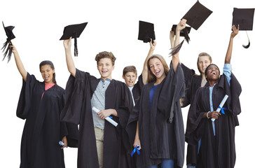 Students holding mortarboards