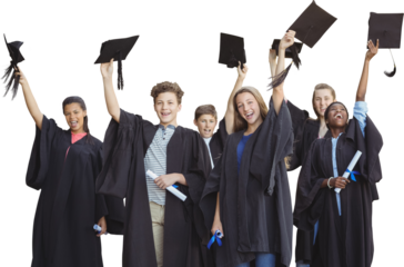 Students holding mortarboards