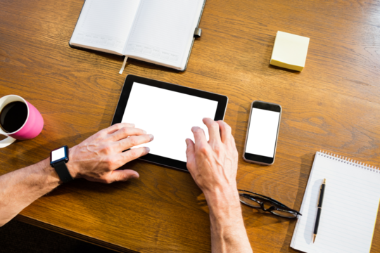 Businessman using tablet