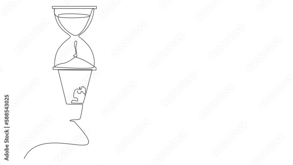Poster animated self drawing of continuous line draw robots using monocular, flying with hot air balloon ho