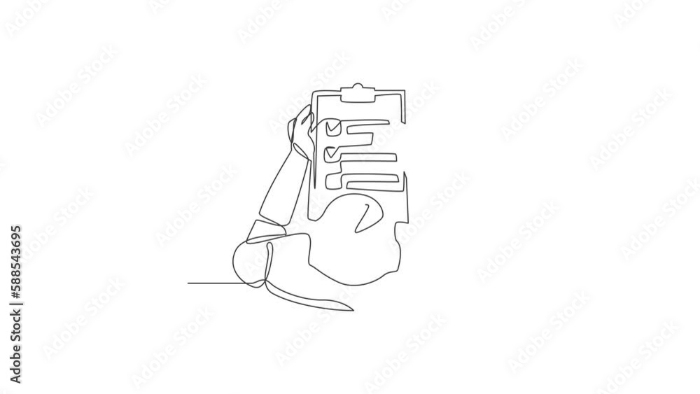 Poster animated self drawing of continuous line draw robots check document on clipboard. modern robotics ar