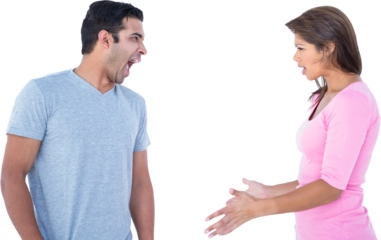 Side view of angry couple shouting during argument